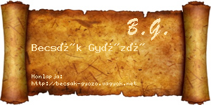 Becsák Győző névjegykártya